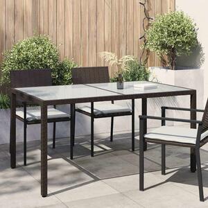 Zahradní stůl 150 x 90 x 75 cm tvrzené sklo a polyratan hnědý 316704