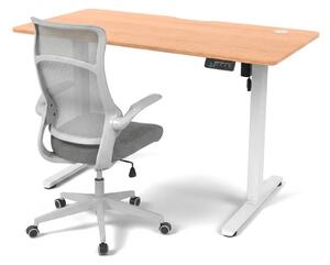 Vikio Pracovní set - elektrický výškově nastavitelný stůl 120×60 cm dub + šedá kancelářská židle VPS106D-134S