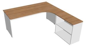 Sestava stolu a skříně levá 180 cm - Hobis Gate GE 1800 H L Dekor stolové desky: šedá, Dekor lamino podnože: bílá