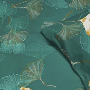 Goldea bavlněné ložní povlečení - listy ginkgo na tmavě zeleném 140 x 200 a 70 x 90 cm