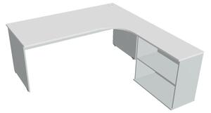 Sestava stolu a skříně levá 180 cm - Hobis Gate GE 1800 H L Dekor stolové desky: šedá, Dekor lamino podnože: bílá