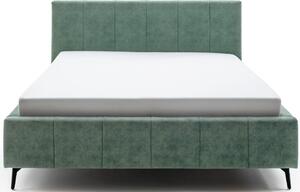 Zelená sametová dvoulůžková postel Meise Möbel Lizzano 160 x 200 cm