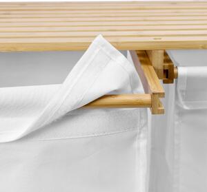 TZB Vysouvací bambusový koš na prádlo HANOI hnědo-bílý - 2 přihrádky