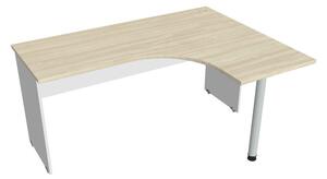 Stůl ergo levý 160*120 cm - Hobis Gate GE 60 L Dekor stolové desky: ořech, Dekor lamino podnože: šedá, Barva nohy: stříbrná