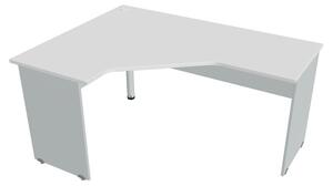 Stůl ergo pravý 160*120 cm - Hobis Gate GEV 60 P Dekor stolové desky: buk, Dekor lamino podnože: bílá, Barva nohy: stříbrná