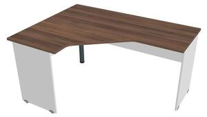 Stůl ergo pravý 160*120 cm - Hobis Gate GEV 60 P Dekor stolové desky: ořech, Dekor lamino podnože: bílá, Barva nohy: černá