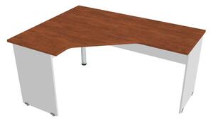 Stůl ergo pravý 160*120 cm - Hobis Gate GEV 60 P Dekor stolové desky: ořech, Dekor lamino podnože: bílá, Barva nohy: černá