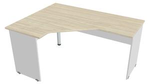 Stůl ergo pravý 160*120 cm - Hobis Gate GEV 60 P Dekor stolové desky: buk, Dekor lamino podnože: bílá, Barva nohy: stříbrná