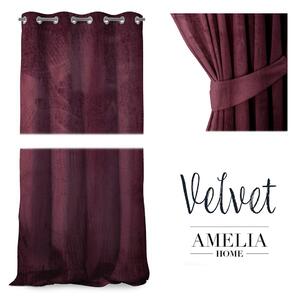 Závěs AmeliaHome Velvet 140x270 cm burgundový