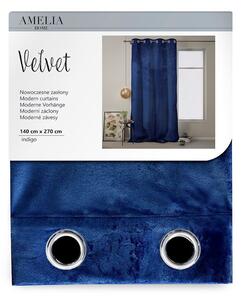 Závěs AmeliaHome Velvet 140x270 cm modrý