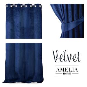 Závěs AmeliaHome Velvet 140x270 cm modrý