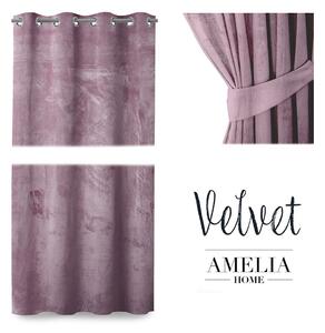 Závěs AmeliaHome Velvet 140x245 cm fialovo/růžový