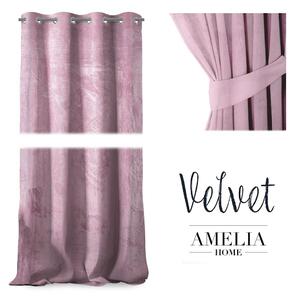 Závěs AmeliaHome Velvet 140x270 cm růžový
