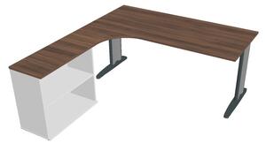 Sestava stolu a skříně pravá 180 cm - Hobis Flex FE 1800 H P Dekor stolové desky: šedá, Barva nohou: Stříbrná