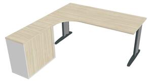 Sestava stolu a skříně pravá 180 cm - Hobis Flex FE 1800 HR P Dekor stolové desky: akát, Barva nohou: Stříbrná