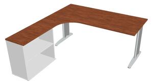 Sestava stolu a skříně pravá 180 cm - Hobis Flex FE 1800 H P Dekor stolové desky: šedá, Barva nohou: Stříbrná