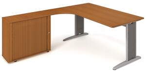 Sestava stolu a skříně pravá 180 cm - Hobis Flex FE 1800 HR P Dekor stolové desky: akát, Barva nohou: Stříbrná