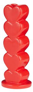 HEARTS Svícen na dlouhou svíčku 19 cm - čevená