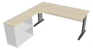 Sestava stolu a skříně pravá 180 cm - Hobis Cross CE 1800 H P Dekor stolové desky: olše, Dekor lamino podnože: olše, Barva nohou: černá