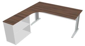 Sestava stolu a skříně pravá 180 cm - Hobis Cross CE 1800 H P Dekor stolové desky: buk, Dekor lamino podnože: šedá, Barva nohou: Stříbrná