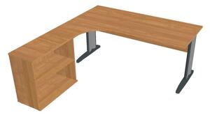 Sestava stolu a skříně pravá 180 cm - Hobis Cross CE 1800 H P Dekor stolové desky: olše, Dekor lamino podnože: olše, Barva nohou: černá
