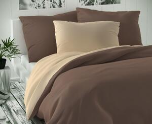 Saténové povlečení LUXURY COLLECTION tmavě hnědé / béžové - 140/200, 70/90