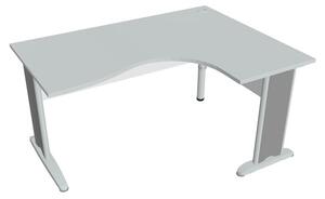 Stůl ergo vlna levý 160×120/80 cm - Hobis Cross CE 2005 L Dekor stolové desky: třešeň, Dekor lamino podnože: bílá, Barva nohou: Stříbrná