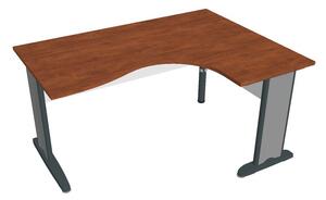 Stůl ergo vlna levý 160×120/80 cm - Hobis Cross CE 2005 L Dekor stolové desky: třešeň, Dekor lamino podnože: bílá, Barva nohou: Stříbrná