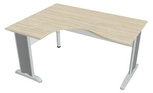 Stůl ergo vlna pravý 160×120/80 cm - Hobis Cross CE 2005 P Dekor stolové desky: šedá, Dekor lamino podnože: bílá, Barva nohou: Stříbrná