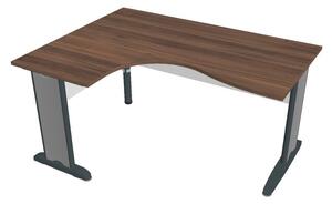 Stůl ergo vlna pravý 160×120/80 cm - Hobis Cross CE 2005 P Dekor stolové desky: bílá, Dekor lamino podnože: bílá, Barva nohou: Stříbrná