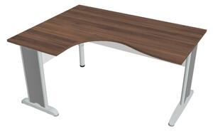 Stůl ergo vlna pravý 160×120/80 cm - Hobis Cross CE 2005 P Dekor stolové desky: ořech, Dekor lamino podnože: šedá, Barva nohou: černá