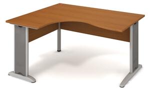 Stůl ergo vlna pravý 160×120/80 cm - Hobis Cross CE 2005 P Dekor stolové desky: olše, Dekor lamino podnože: olše, Barva nohou: černá