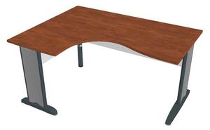 Stůl ergo vlna pravý 160×120/80 cm - Hobis Cross CE 2005 P Dekor stolové desky: bílá, Dekor lamino podnože: bílá, Barva nohou: Stříbrná