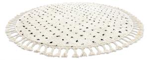 Kulatý koberec BERBER SYLA B752, krémový s tečky střapce, Maroko, S velikost kruh 120 cm | krásné koberce cz