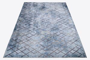 Chemex Moderní koberec Life - mřížka 1 - modrý/šedý Rozměr koberce: 80x200 cm