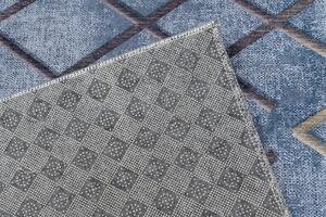 Makro Abra Kusový koberec pratelný TOSCANA 26011 Geometrický Moderní pogumovaný modrý šedý Rozměr: 160x230 cm