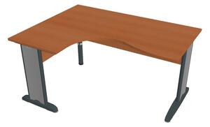 Stůl ergo vlna pravý 160×120/80 cm - Hobis Cross CE 2005 P Dekor stolové desky: třešeň, Dekor lamino podnože: třešeň, Barva nohou: černá