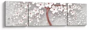 Obraz - Obraz bílého stromu s květinami, rosegold (170x50 cm)