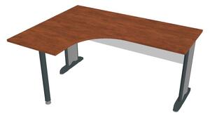 Stůl ergo oblouk pravý 160×120/60 cm - Hobis Cross CE 60 P Dekor stolové desky: ořech, Dekor lamino podnože: šedá, Barva nohou: černá