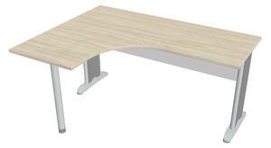 Stůl ergo oblouk pravý 160×120/60 cm - Hobis Cross CE 60 P Dekor stolové desky: ořech, Dekor lamino podnože: šedá, Barva nohou: černá