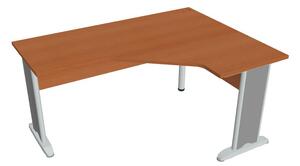 Stůl ergo lomený levý 160×120/60 cm - Hobis Cross CEV 60 L Dekor stolové desky: ořech, Dekor lamino podnože: šedá, Barva nohou: černá