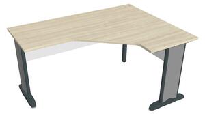Stůl ergo lomený levý 160×120/60 cm - Hobis Cross CEV 60 L Dekor stolové desky: ořech, Dekor lamino podnože: šedá, Barva nohou: černá