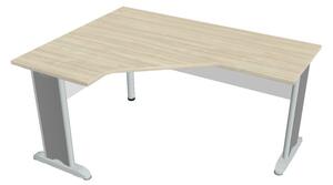 Stůl ergo lomený pravý 160×120/60 cm - Hobis Cross CEV 60 P Dekor stolové desky: třešeň, Dekor lamino podnože: bílá, Barva nohou: Stříbrná