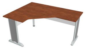 Stůl ergo lomený pravý 160×120/60 cm - Hobis Cross CEV 60 P Dekor stolové desky: ořech, Dekor lamino podnože: šedá, Barva nohou: černá