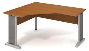 Stůl ergo lomený pravý 160×120/60 cm - Hobis Cross CEV 60 P Dekor stolové desky: ořech, Dekor lamino podnože: šedá, Barva nohou: černá