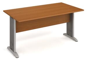 Stůl jednací rovný 160 cm - Hobis Cross CJ 1600 Dekor stolové desky: ořech, Dekor lamino podnože: bílá, Barva nohou: černá