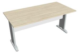 Stůl jednací rovný 160 cm - Hobis Cross CJ 1600 Dekor stolové desky: ořech, Dekor lamino podnože: bílá, Barva nohou: Stříbrná
