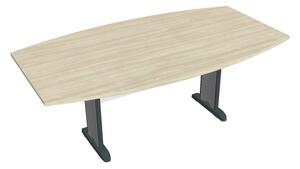 Stůl jednací sud 200 cm - Hobis Cross CJ 200 Dekor stolové desky: třešeň, Dekor lamino podnože: bílá, Barva nohou: Stříbrná