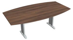 Stůl jednací sud 200 cm - Hobis Cross CJ 200 Dekor stolové desky: třešeň, Dekor lamino podnože: bílá, Barva nohou: Stříbrná