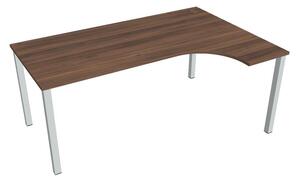 Stůl ergo oblouk levý 180×120/80 cm - Hobis Uni UE 1800 L Dekor stolové desky: šedá, Barva nohou: černá